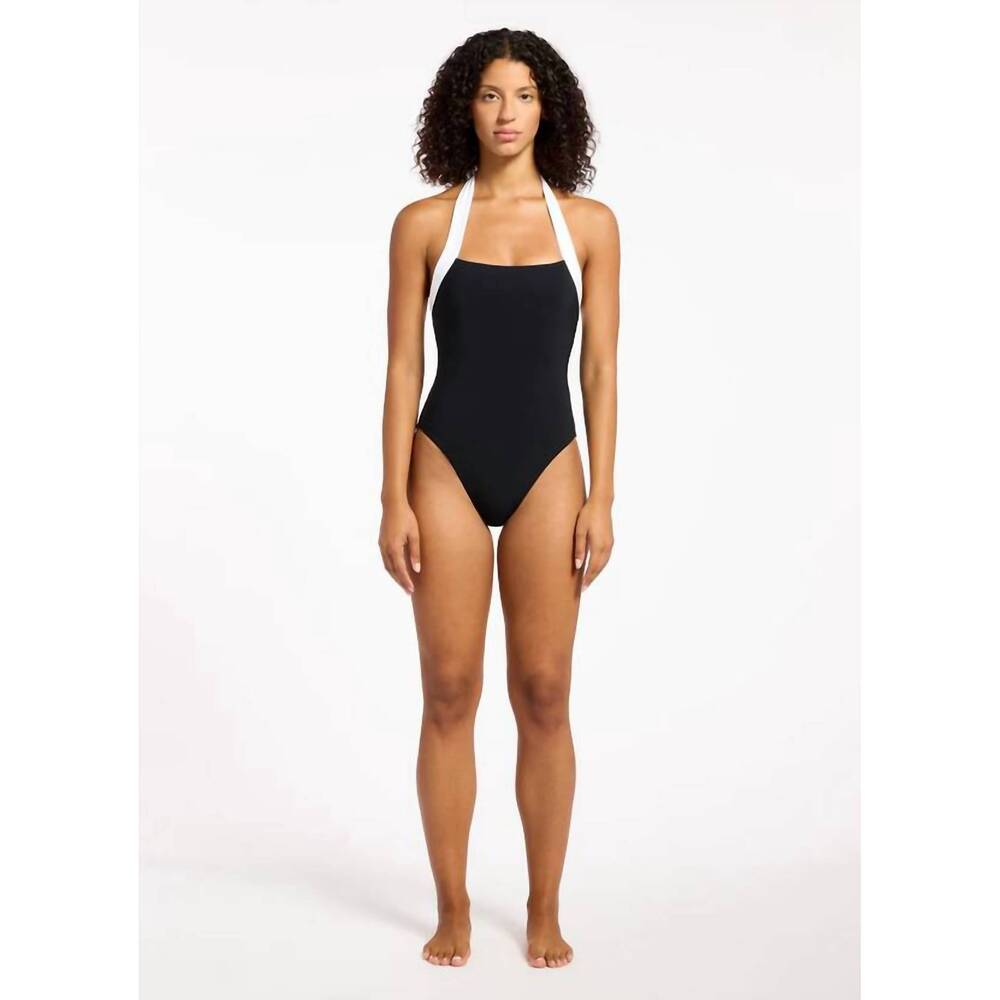 NEW JETS eternal halter one piece swimsuit in black/white